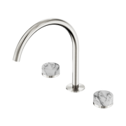 Nero Serenity Bath/Kitchen Set Arc Spout With Arabescato Corchia Handle, Brushed Nickel
