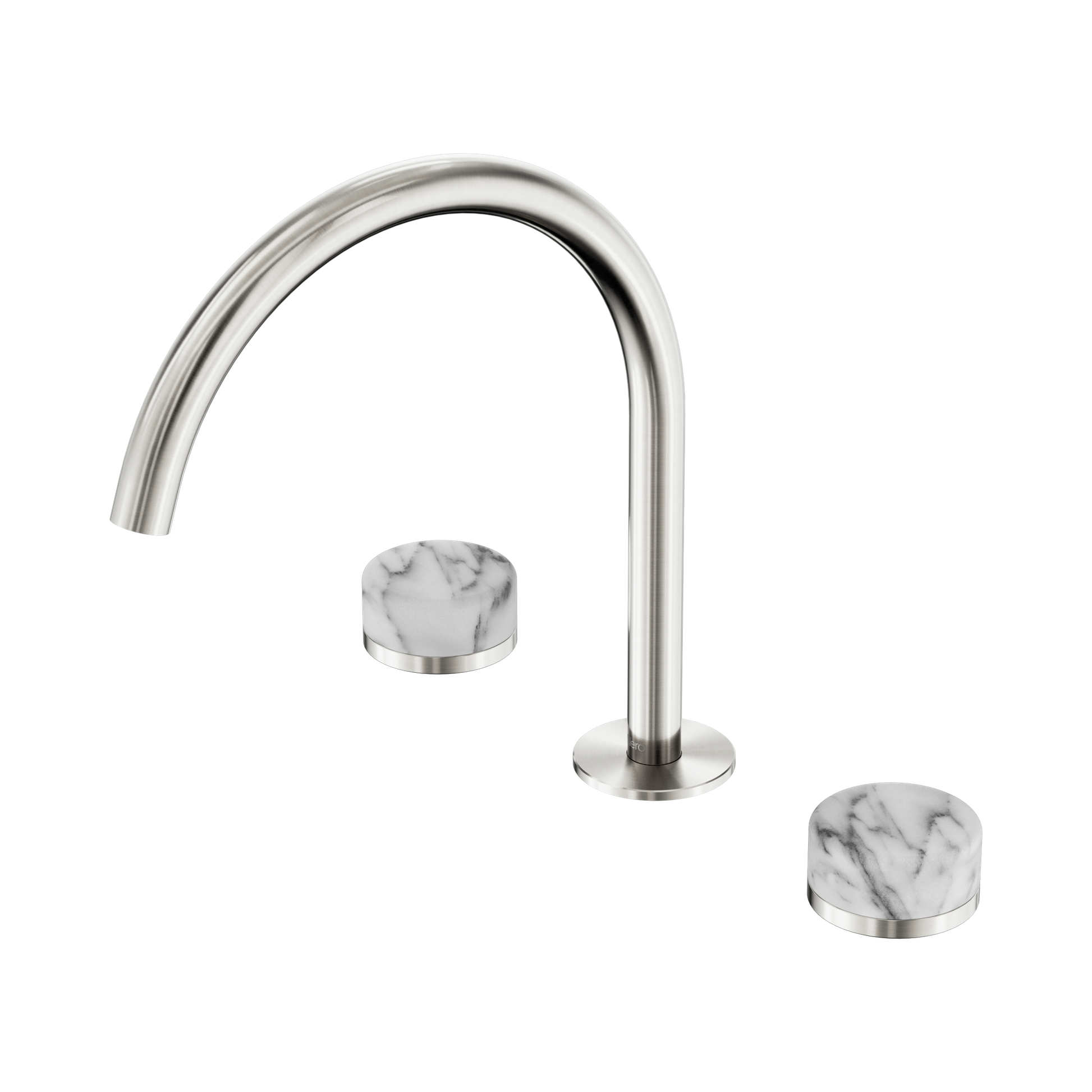 Nero Serenity Bath/Kitchen Set Arc Spout With Arabescato Corchia Handle, Brushed Nickel