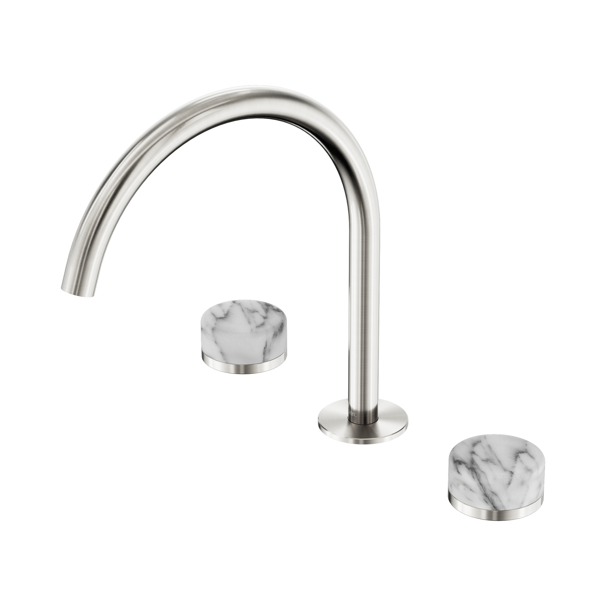 Nero Serenity Bath/Kitchen Set Arc Spout With Arabescato Corchia Handle, Brushed Nickel