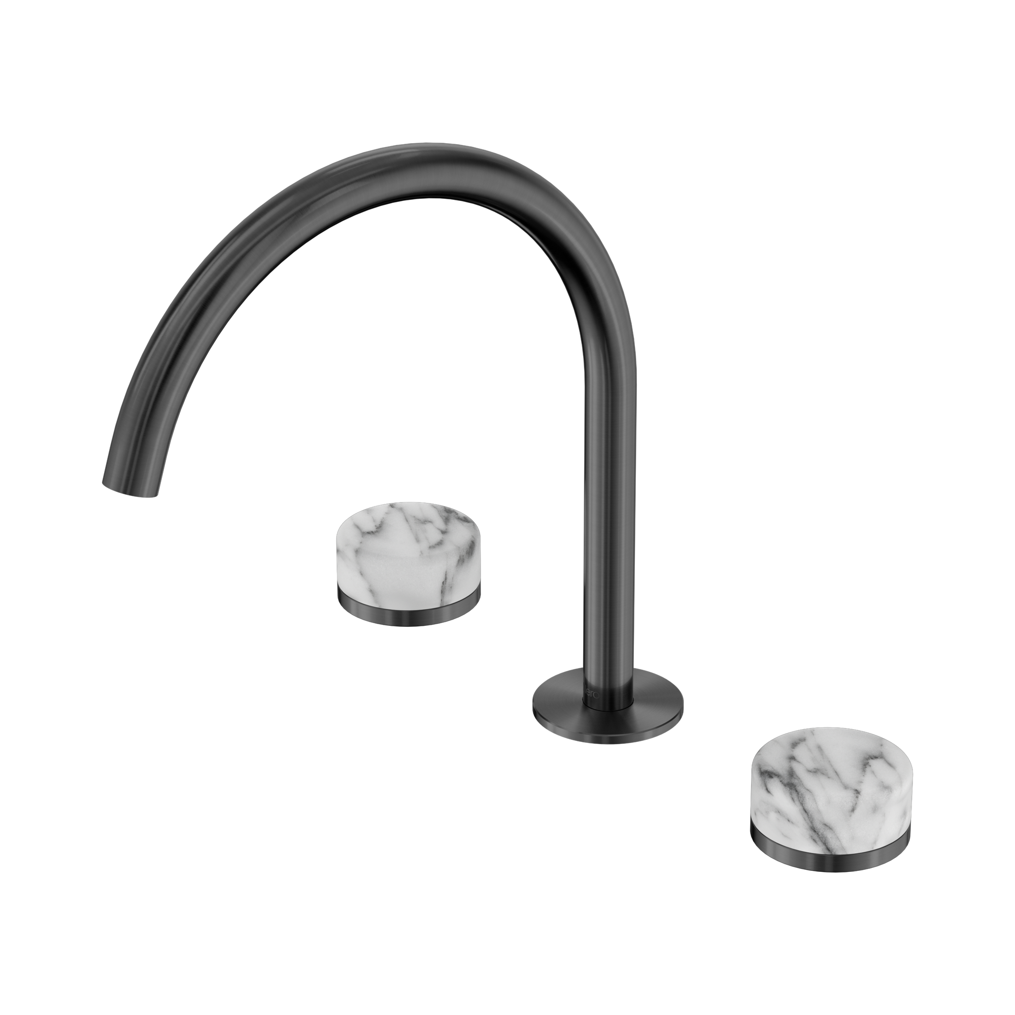 Nero Serenity Bath/Kitchen Set Arc Spout With Arabescato Corchia Handle, Gun Metal
