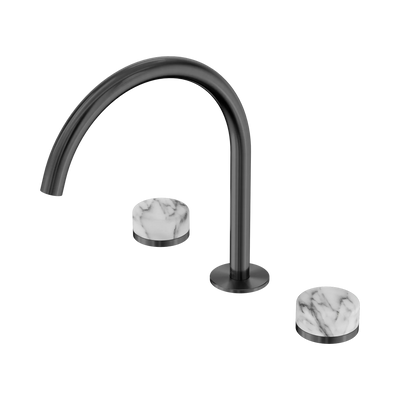 Nero Serenity Bath/Kitchen Set Arc Spout With Arabescato Corchia Handle, Gun Metal