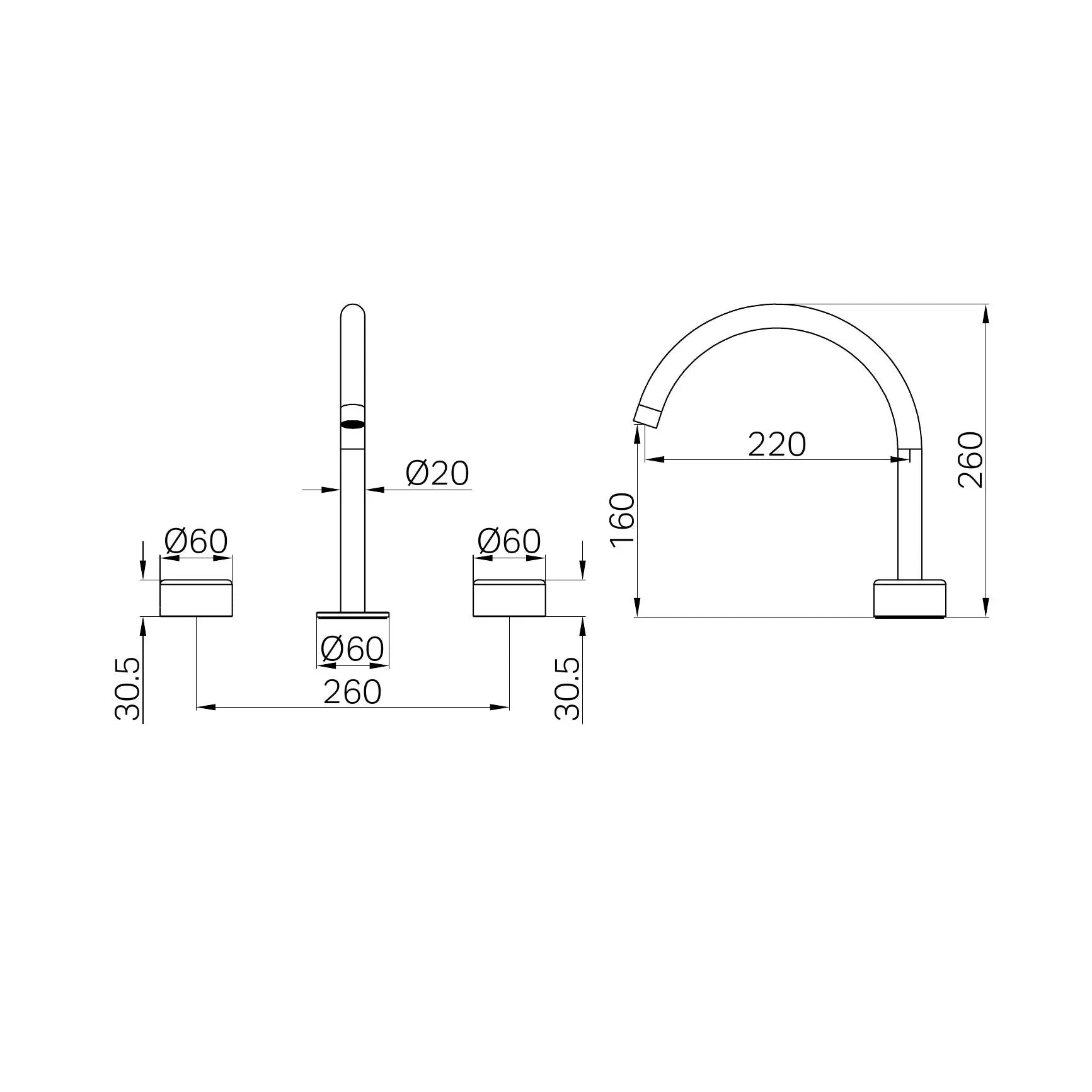 Nero Serenity Bath/Kitchen Set Arc Spout With Metal Handle