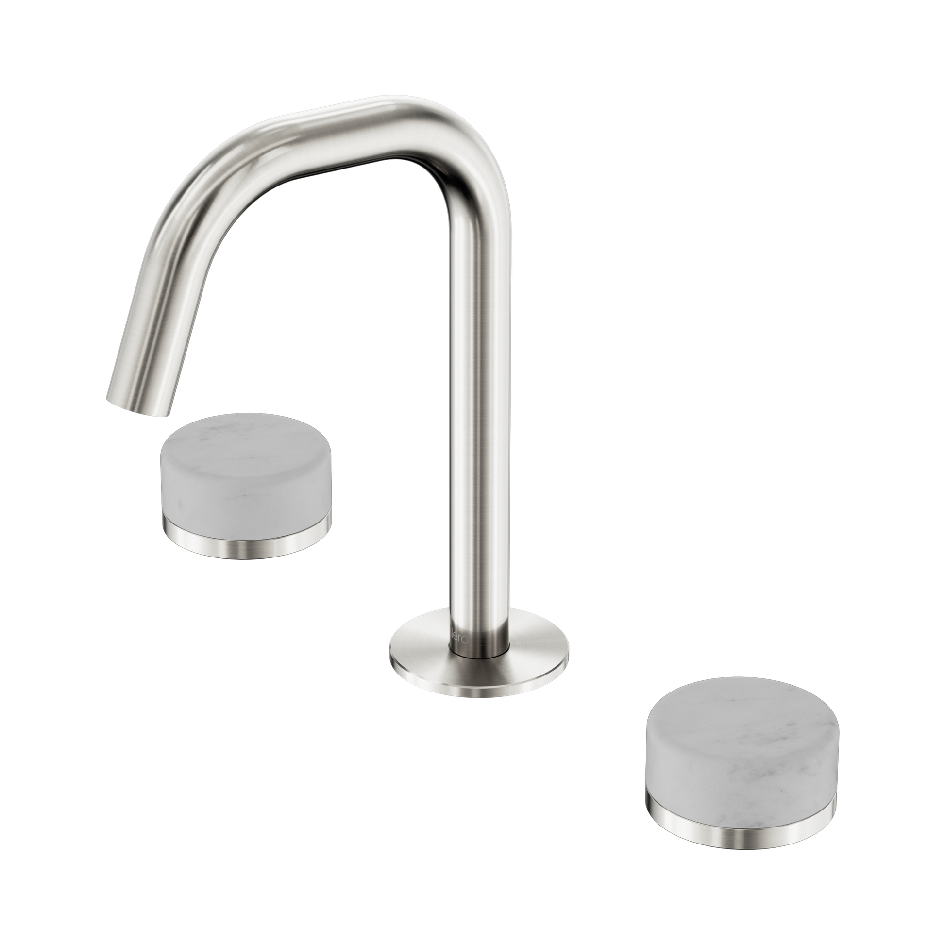Nero Serenity Basin Set Edge Spout With Carrara Handle, Brushed Nickel