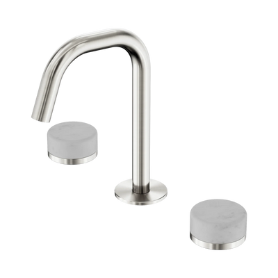 Nero Serenity Basin Set Edge Spout With Carrara Handle, Brushed Nickel