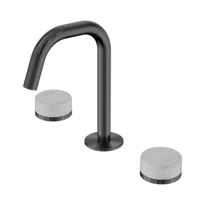 Nero Serenity Basin Set Edge Spout With Carrara Handle, Gun Metal