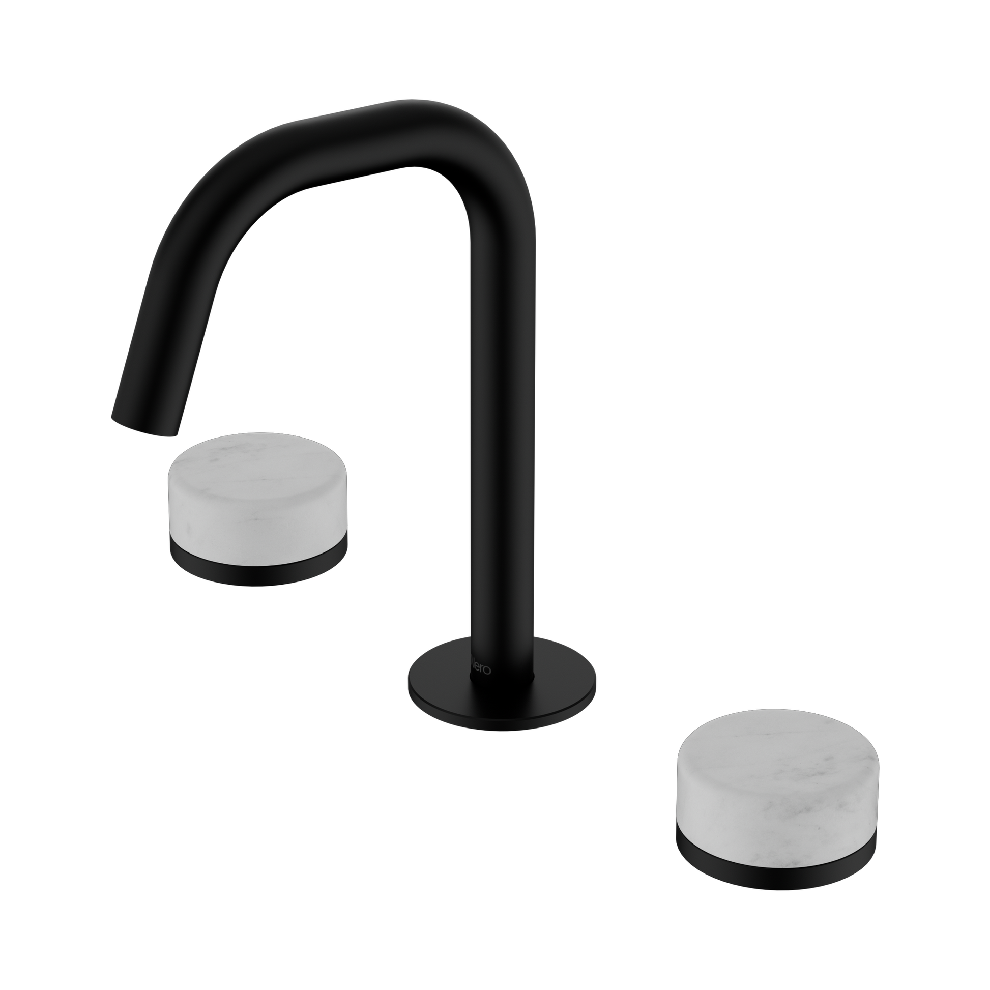 Nero Serenity Basin Set Edge Spout With Carrara Handle, Matte Black