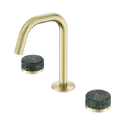 Nero Serenity Basin Set Edge Spout With Verde Alpi Handle, Brushed Gold