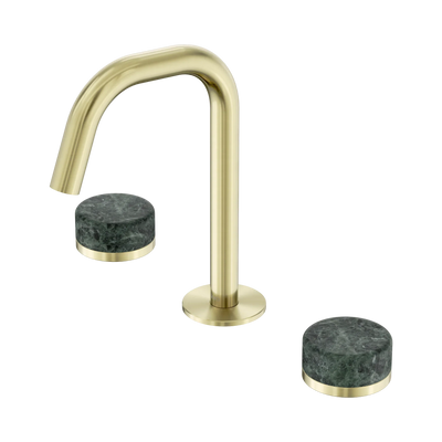 Nero Serenity Basin Set Edge Spout With Verde Alpi Handle, Brushed Gold