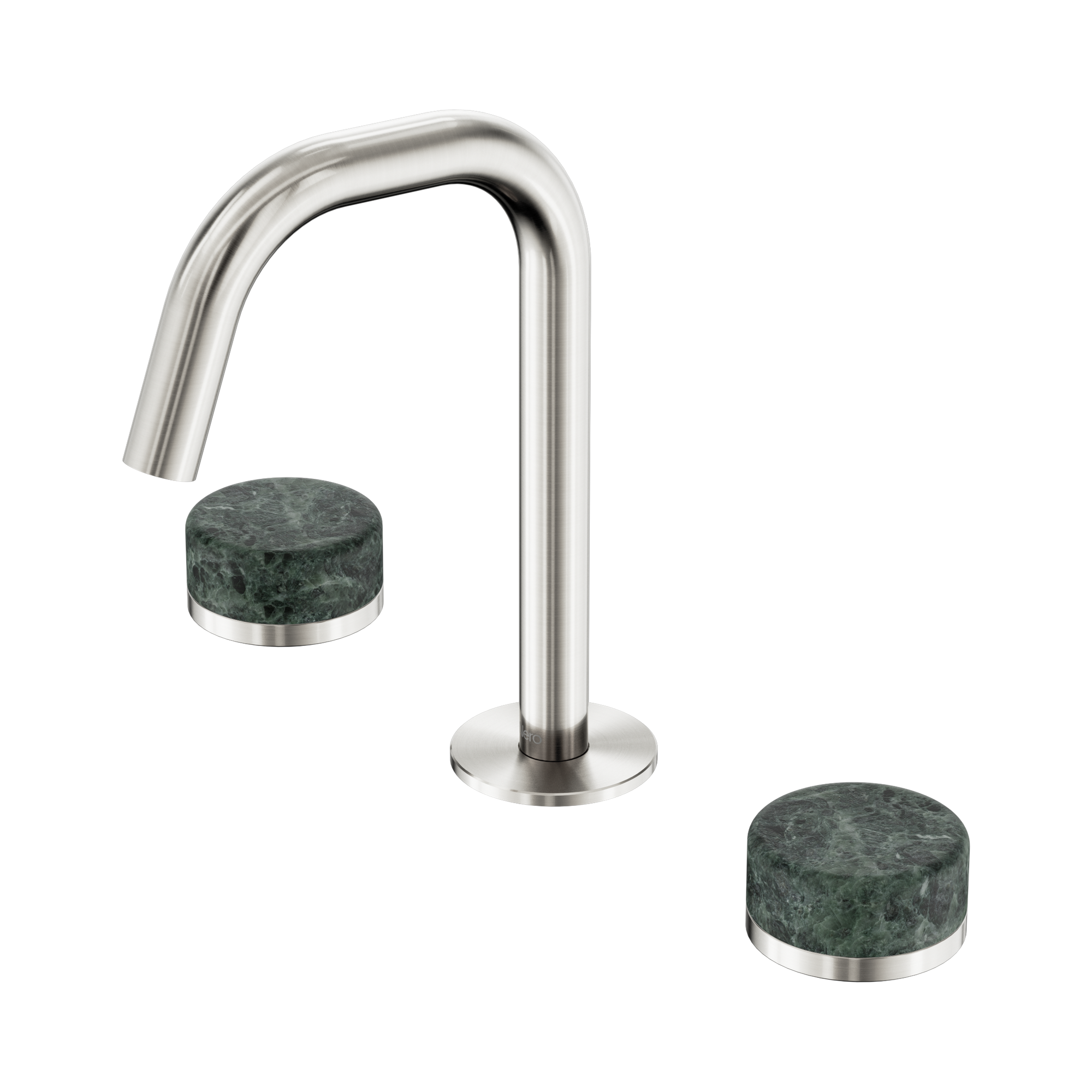 Nero Serenity Basin Set Edge Spout With Verde Alpi Handle, Brushed Nickel