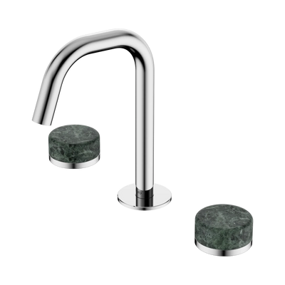 Nero Serenity Basin Set Edge Spout With Verde Alpi Handle, Chrome