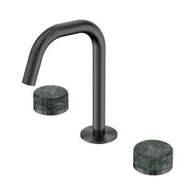 Nero Serenity Basin Set Edge Spout With Verde Alpi Handle, Gun Metal