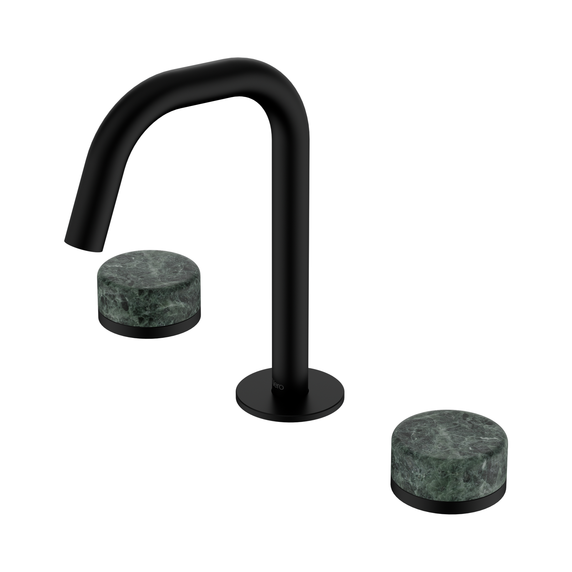 Nero Serenity Basin Set Edge Spout With Verde Alpi Handle, Matte Black