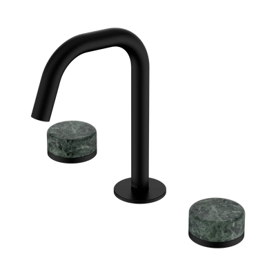 Nero Serenity Basin Set Edge Spout With Verde Alpi Handle, Matte Black