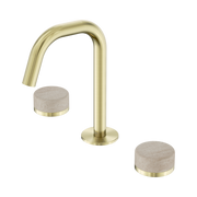 Nero Serenity Basin Set Edge Spout With Rome Travertine Handle, Brushed Gold
