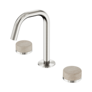 Nero Serenity Basin Set Edge Spout With Rome Travertine Handle, Brushed Nickel