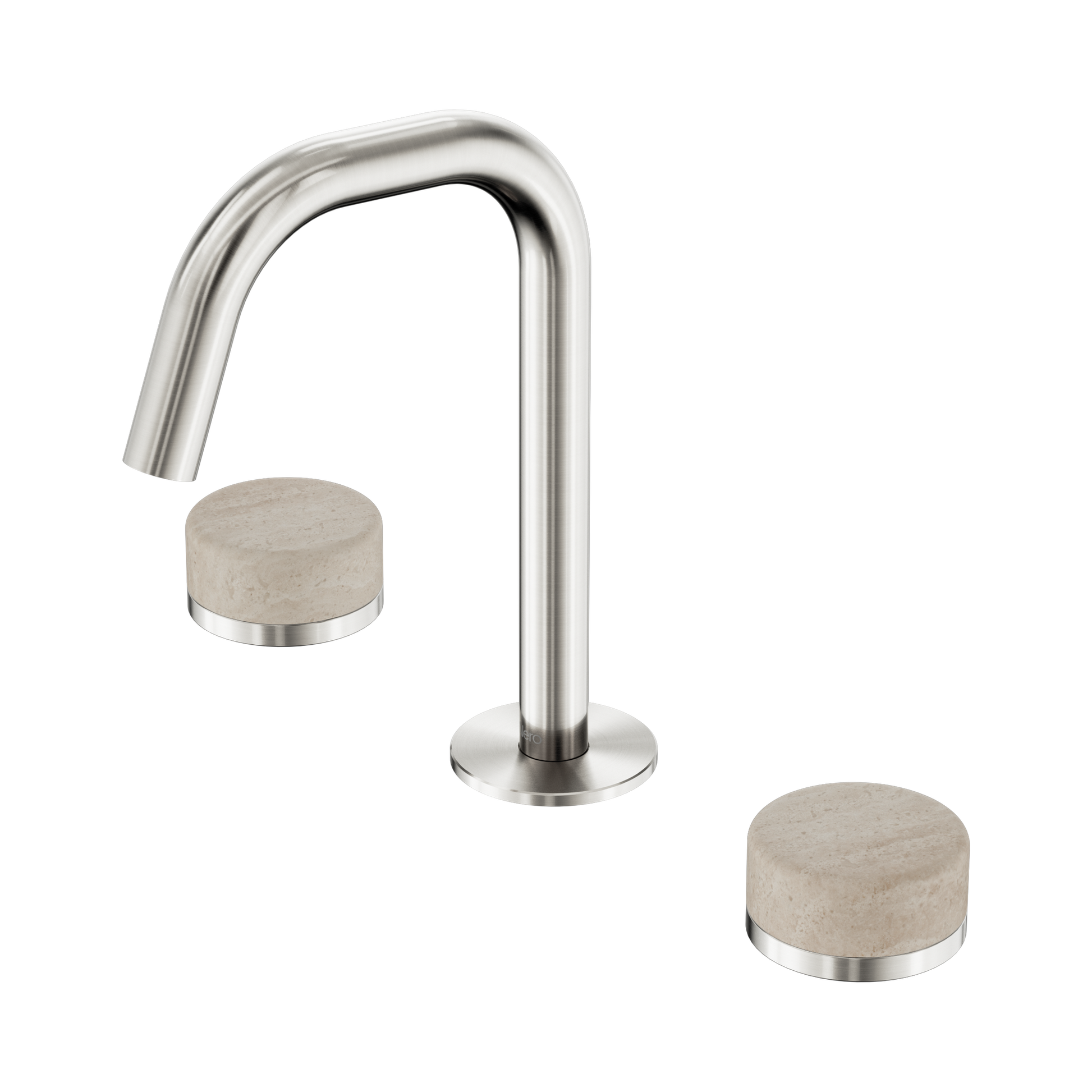 Nero Serenity Basin Set Edge Spout With Rome Travertine Handle, Brushed Nickel