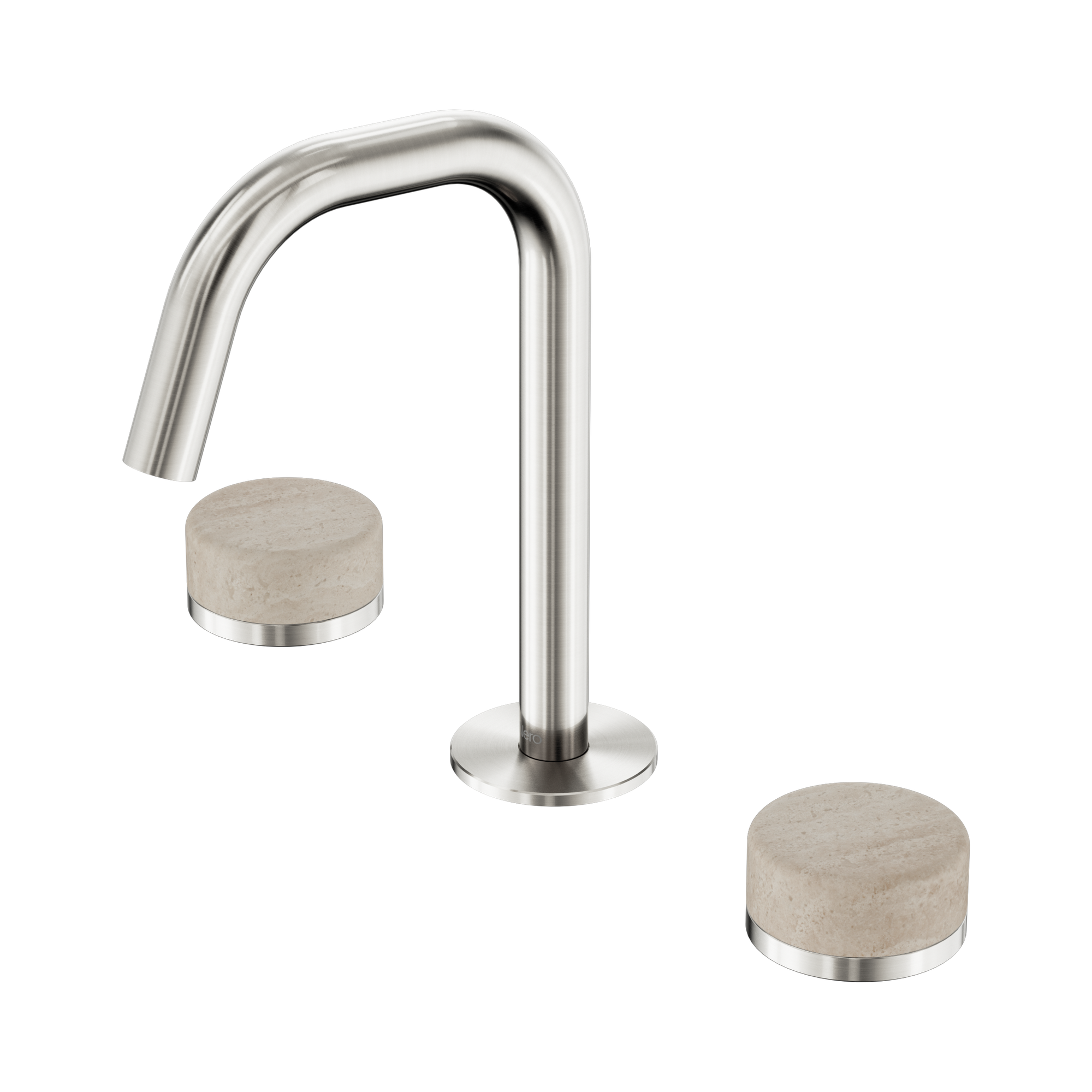 Nero Serenity Basin Set Edge Spout With Rome Travertine Handle, Brushed Nickel
