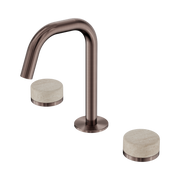 Nero Serenity Basin Set Edge Spout With Rome Travertine Handle, Brushed Bronze