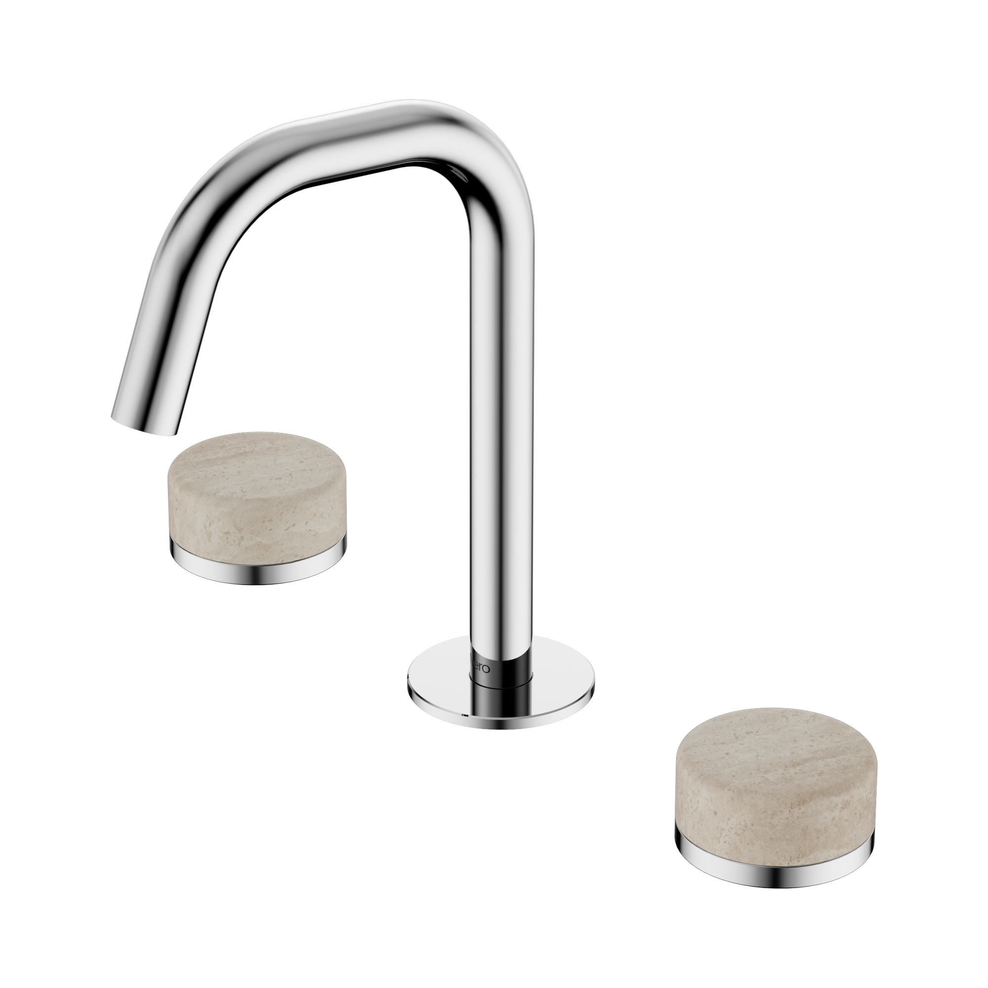 Nero Serenity Basin Set Edge Spout With Rome Travertine Handle, Chrome