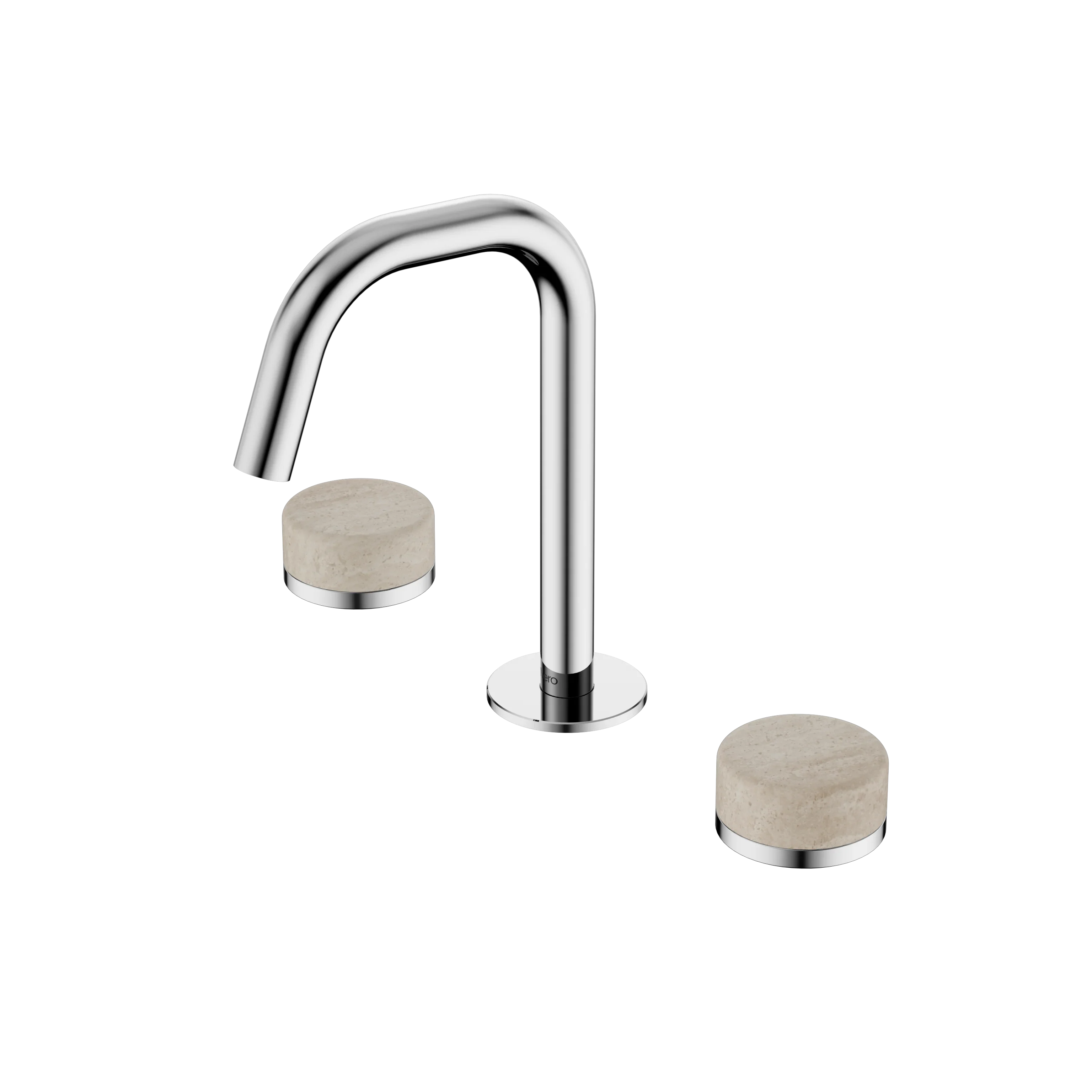 Nero Serenity Basin Set Edge Spout With Rome Travertine Handle