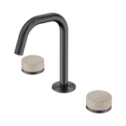 Nero Serenity Basin Set Edge Spout With Rome Travertine Handle, Gun Metal
