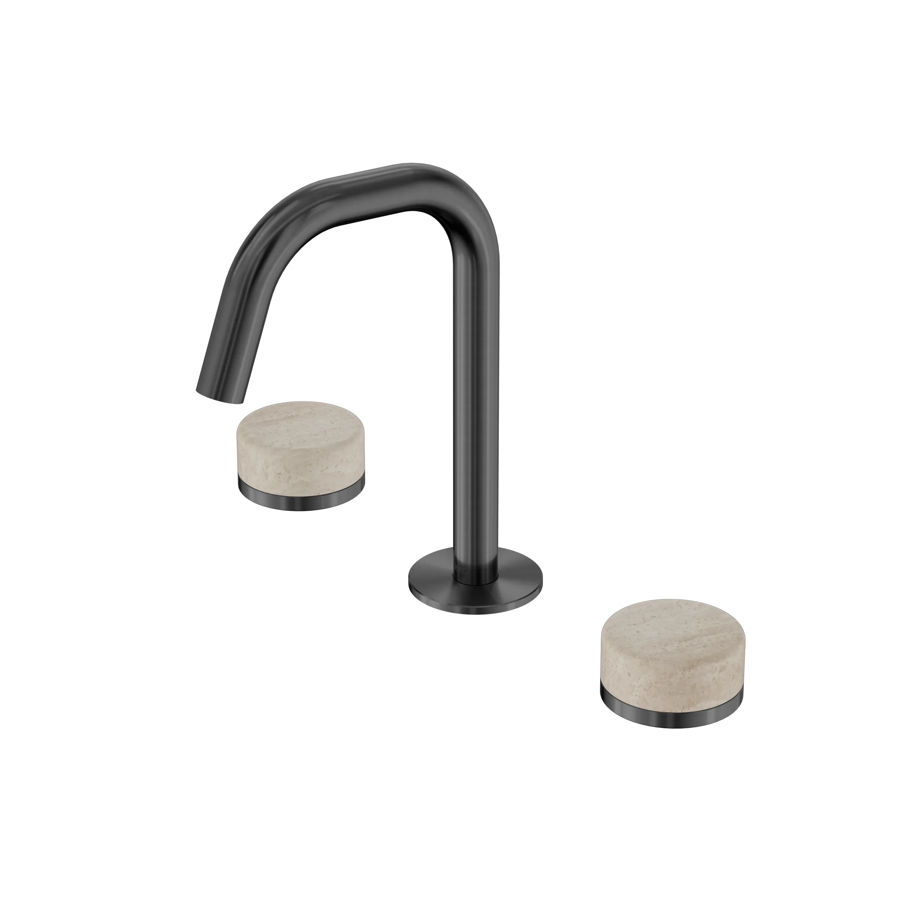 Nero Serenity Basin Set Edge Spout With Rome Travertine Handle