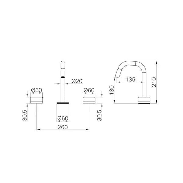 Nero Serenity Basin Set Edge Spout With Arabescato Corchia Handle