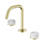 Nero Serenity Basin Set Edge Spout With Arabescato Corchia Handle, Brushed Gold