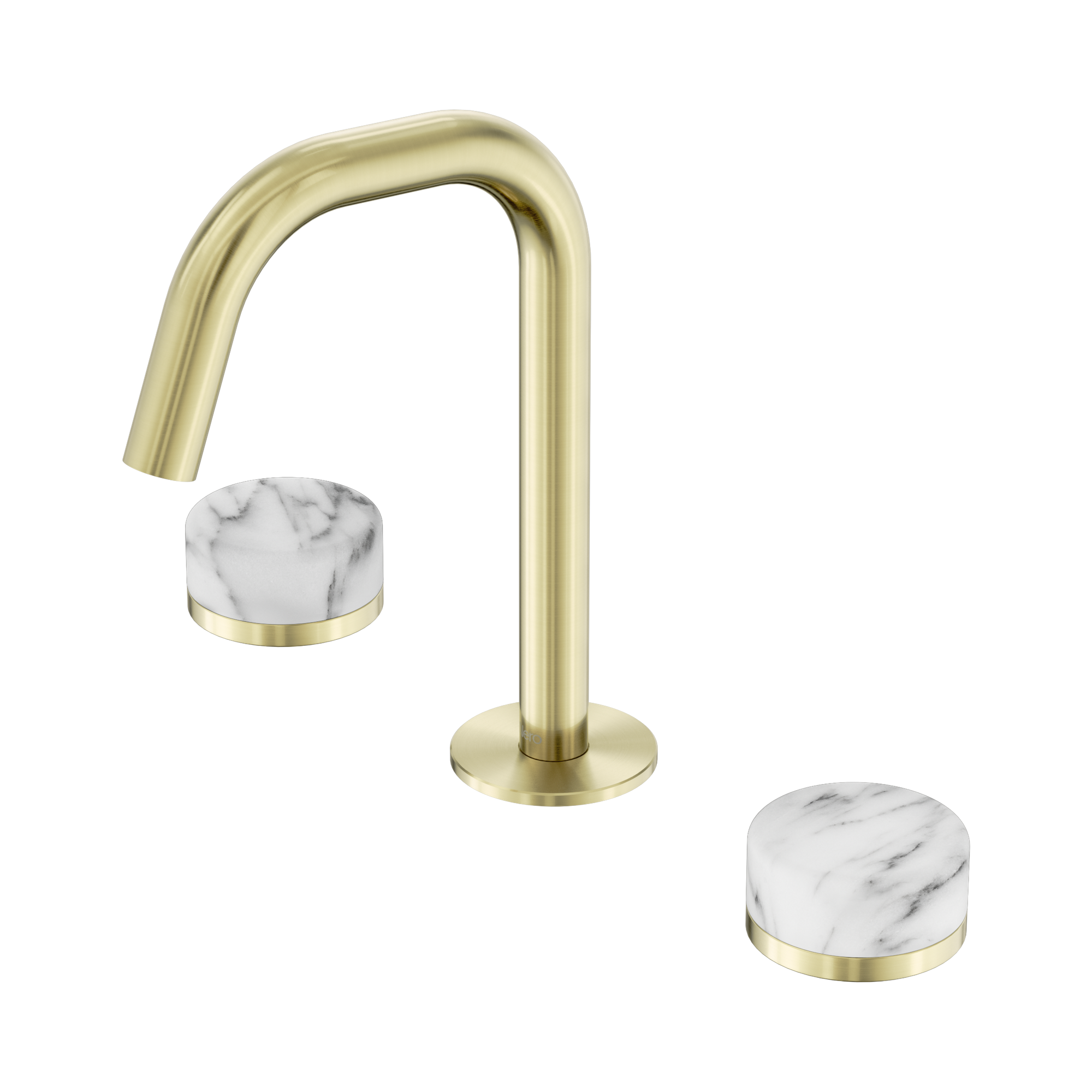 Nero Serenity Basin Set Edge Spout With Arabescato Corchia Handle, Brushed Gold