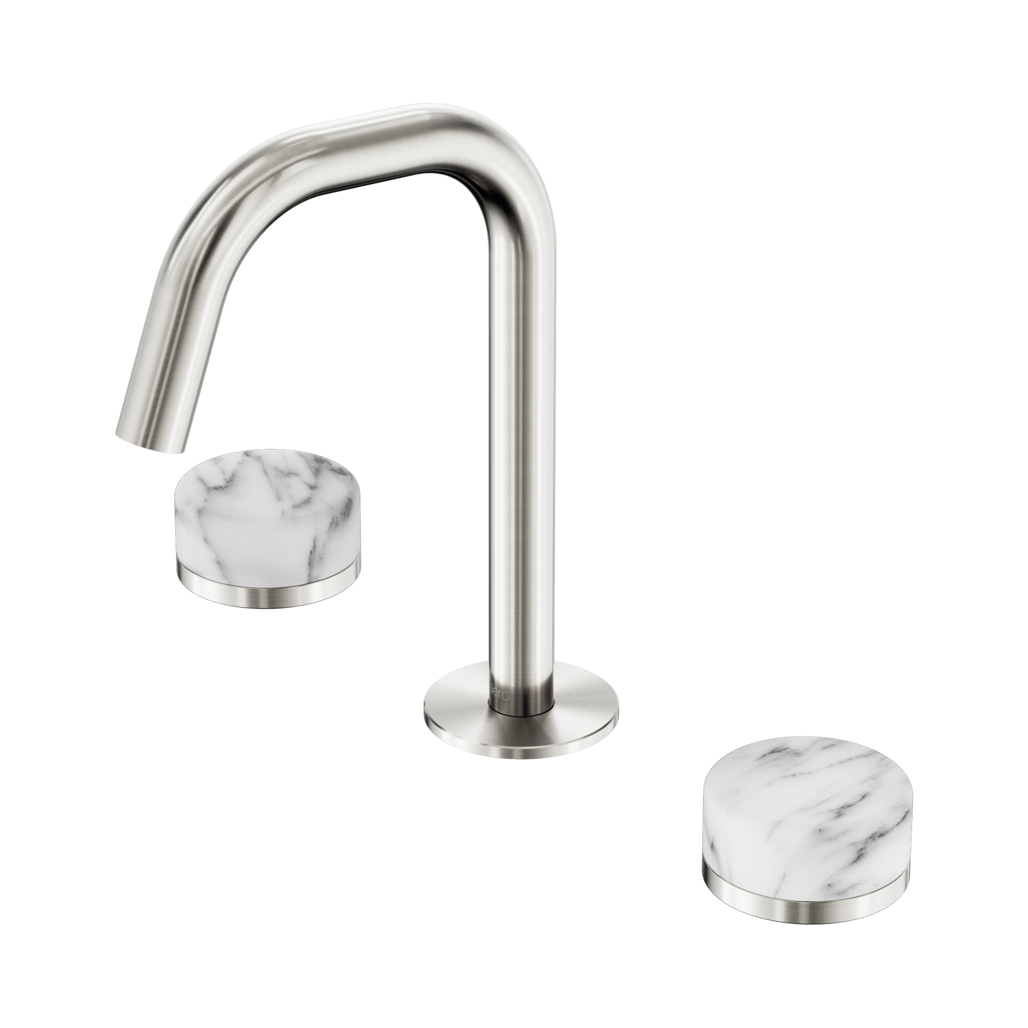 Nero Serenity Basin Set Edge Spout With Arabescato Corchia Handle, Brushed Nickel