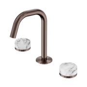 Nero Serenity Basin Set Edge Spout With Arabescato Corchia Handle, Brushed Bronze