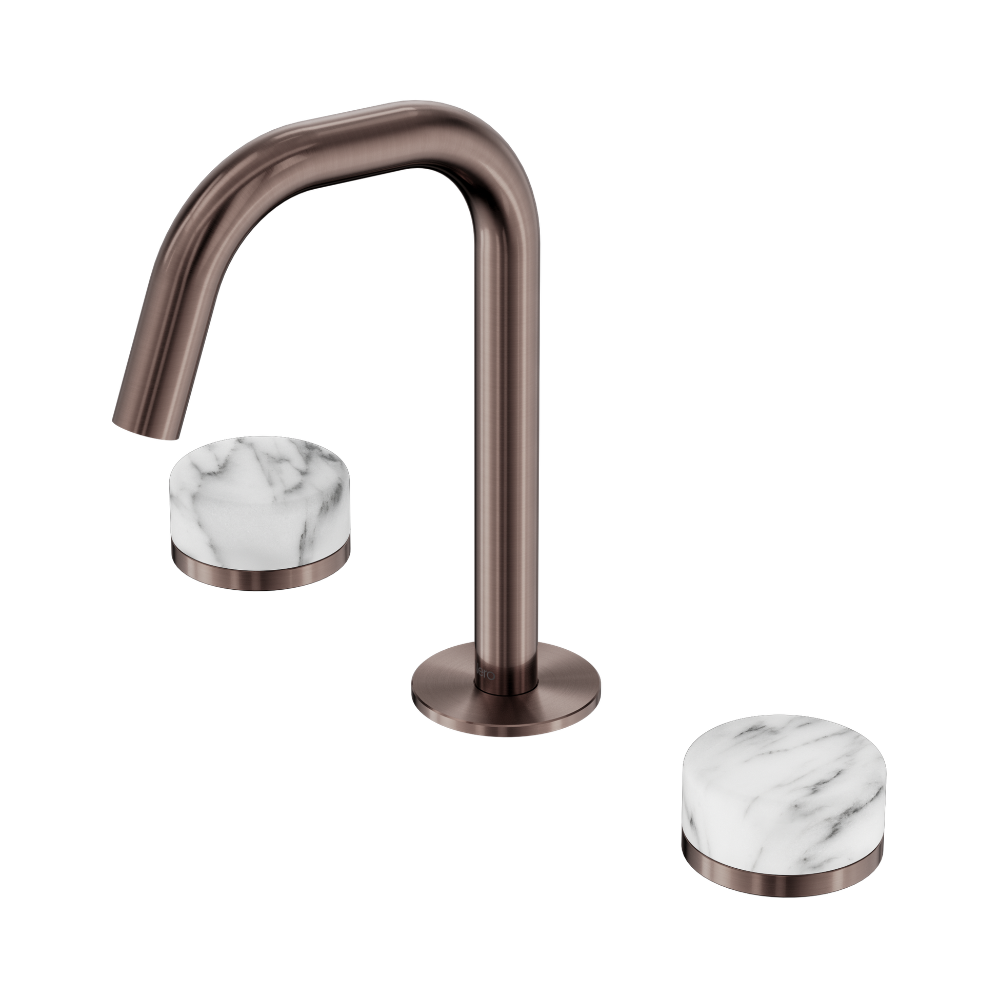 Nero Serenity Basin Set Edge Spout With Arabescato Corchia Handle, Brushed Bronze