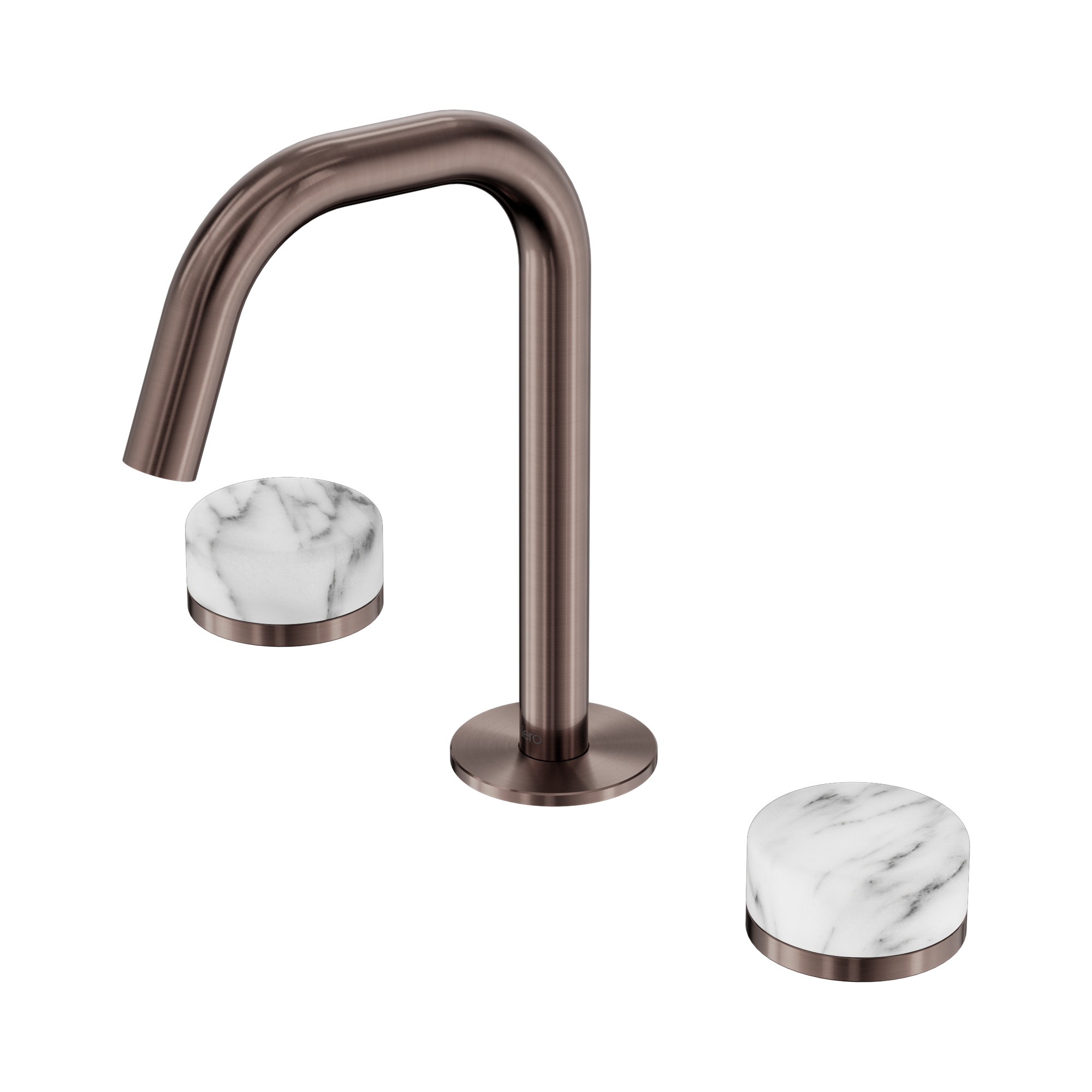 Nero Serenity Basin Set Edge Spout With Arabescato Corchia Handle, Brushed Bronze