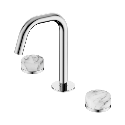 Nero Serenity Basin Set Edge Spout With Arabescato Corchia Handle, Chrome