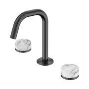 Nero Serenity Basin Set Edge Spout With Arabescato Corchia Handle, Gun Metal