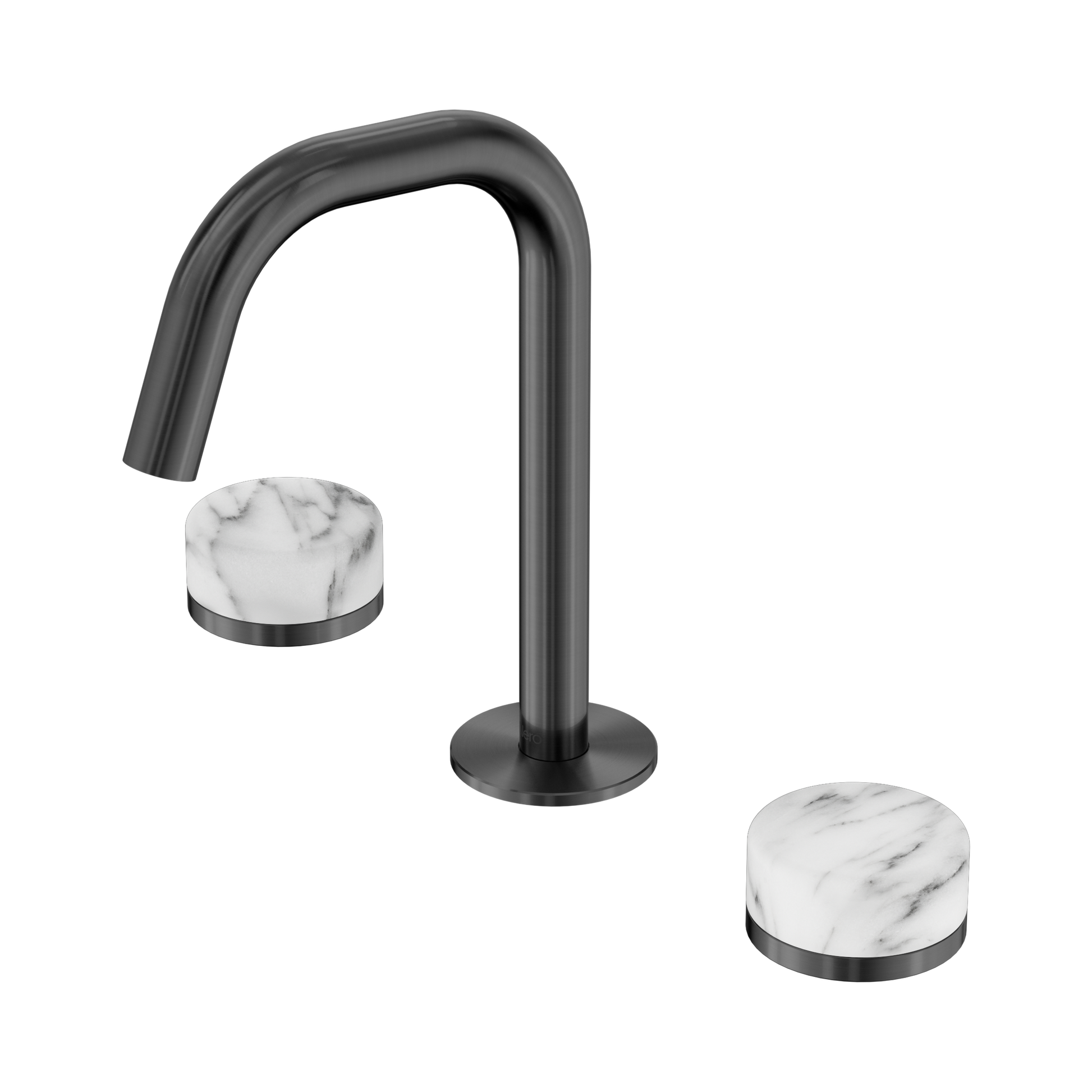 Nero Serenity Basin Set Edge Spout With Arabescato Corchia Handle, Gun Metal