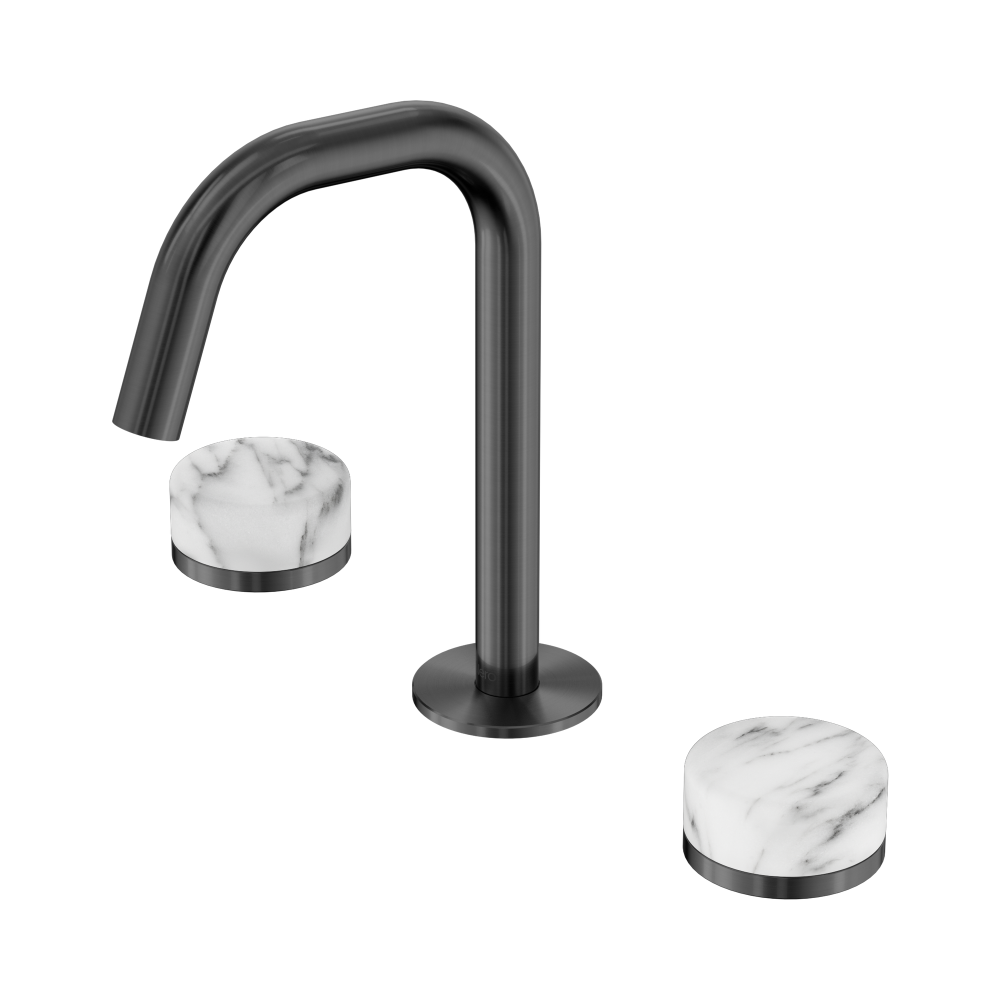 Nero Serenity Basin Set Edge Spout With Arabescato Corchia Handle, Gun Metal