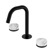 Nero Serenity Basin Set Edge Spout With Arabescato Corchia Handle, Matte Black