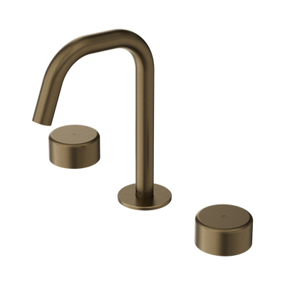 Nero Serenity Basin Set Edge Spout With Metal Handle, Tumbled Antique Brass