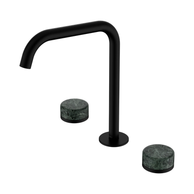 Nero Serenity Bath/Kitchen Set Edge Spout With Verde Alpi Handle, Matte Black