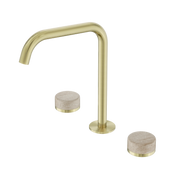 Nero Serenity Bath/Kitchen Set Edge Spout With Rome Travertine Handle
