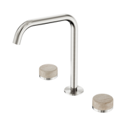 Nero Serenity Bath/Kitchen Set Edge Spout With Rome Travertine Handle, Brushed Nickel