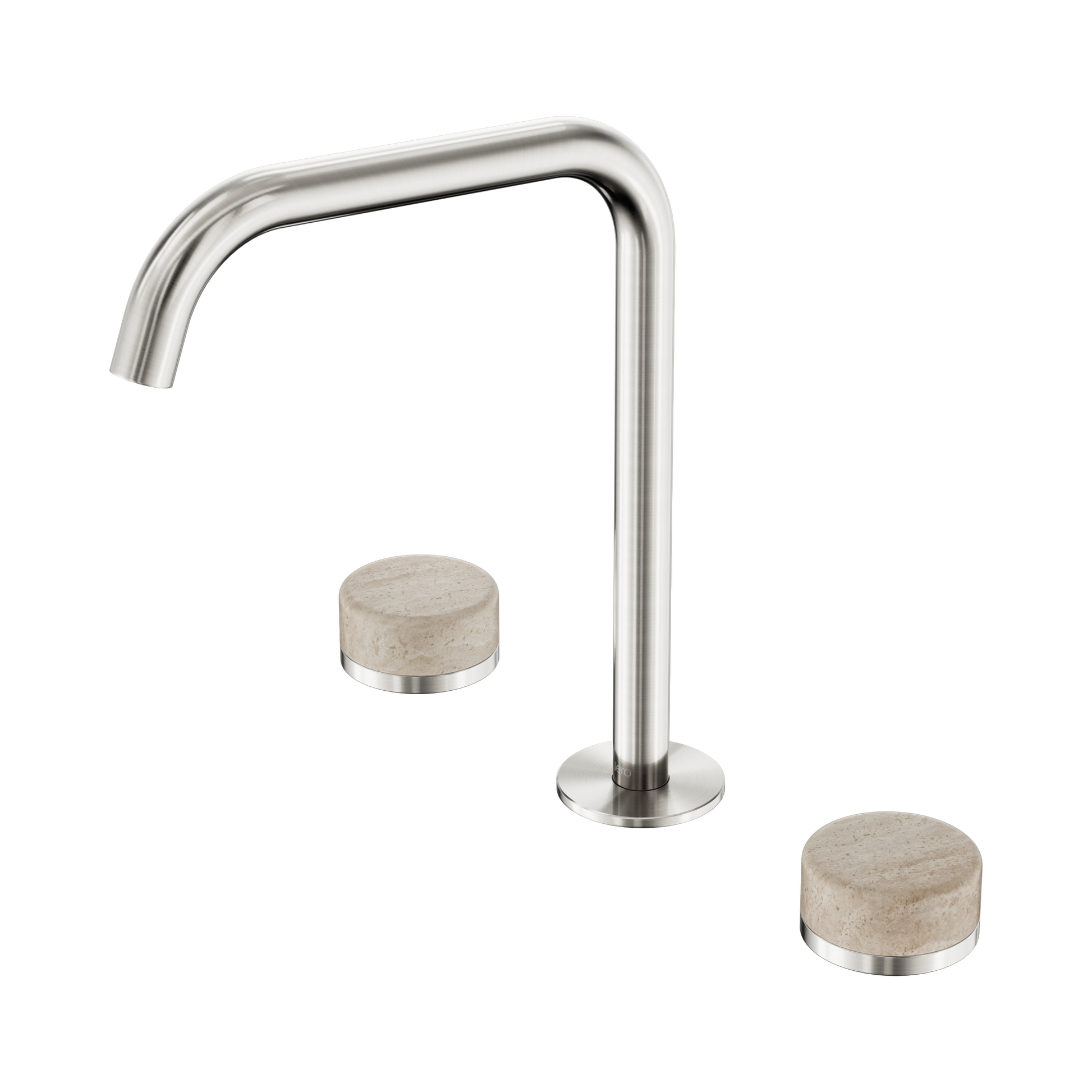 Nero Serenity Bath/Kitchen Set Edge Spout With Rome Travertine Handle, Brushed Nickel