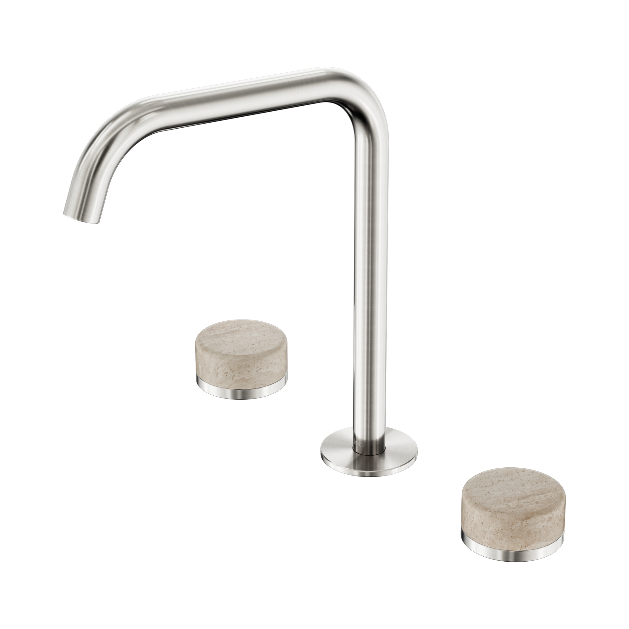 Nero Serenity Bath/Kitchen Set Edge Spout With Rome Travertine Handle, Brushed Nickel