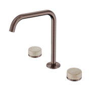 Nero Serenity Bath/Kitchen Set Edge Spout With Rome Travertine Handle, Brushed Bronze
