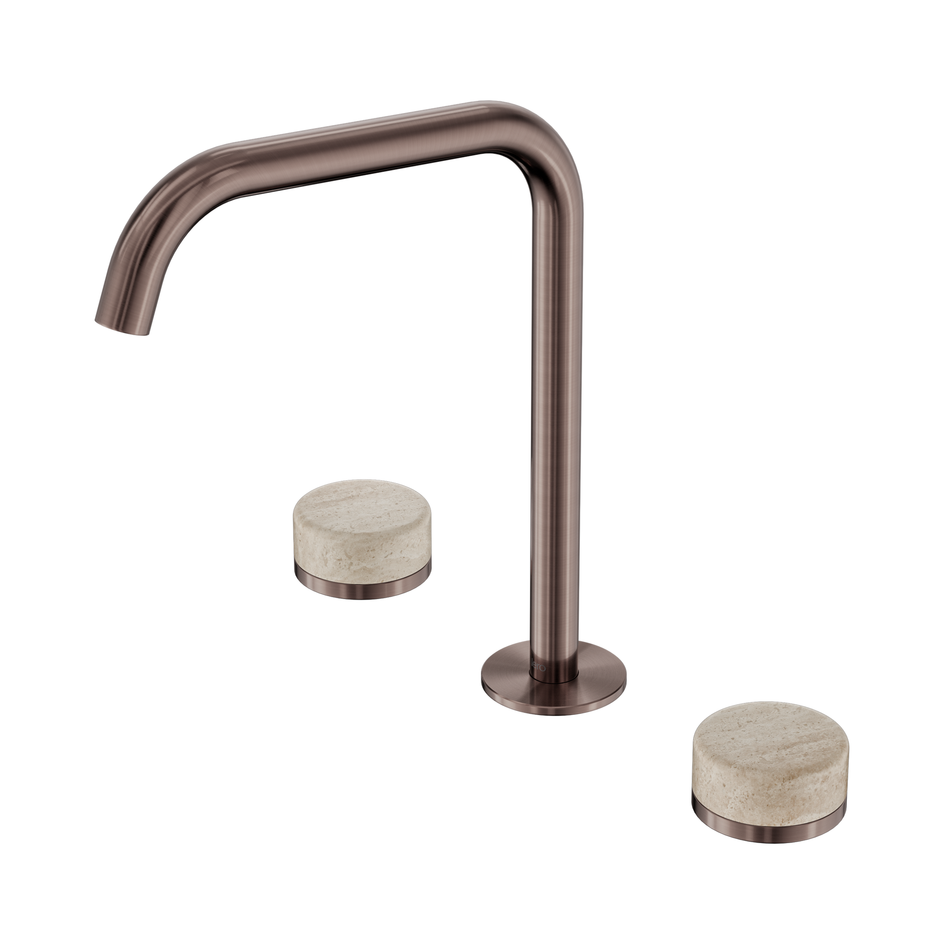 Nero Serenity Bath/Kitchen Set Edge Spout With Rome Travertine Handle, Brushed Bronze