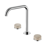 Nero Serenity Bath/Kitchen Set Edge Spout With Rome Travertine Handle, Chrome