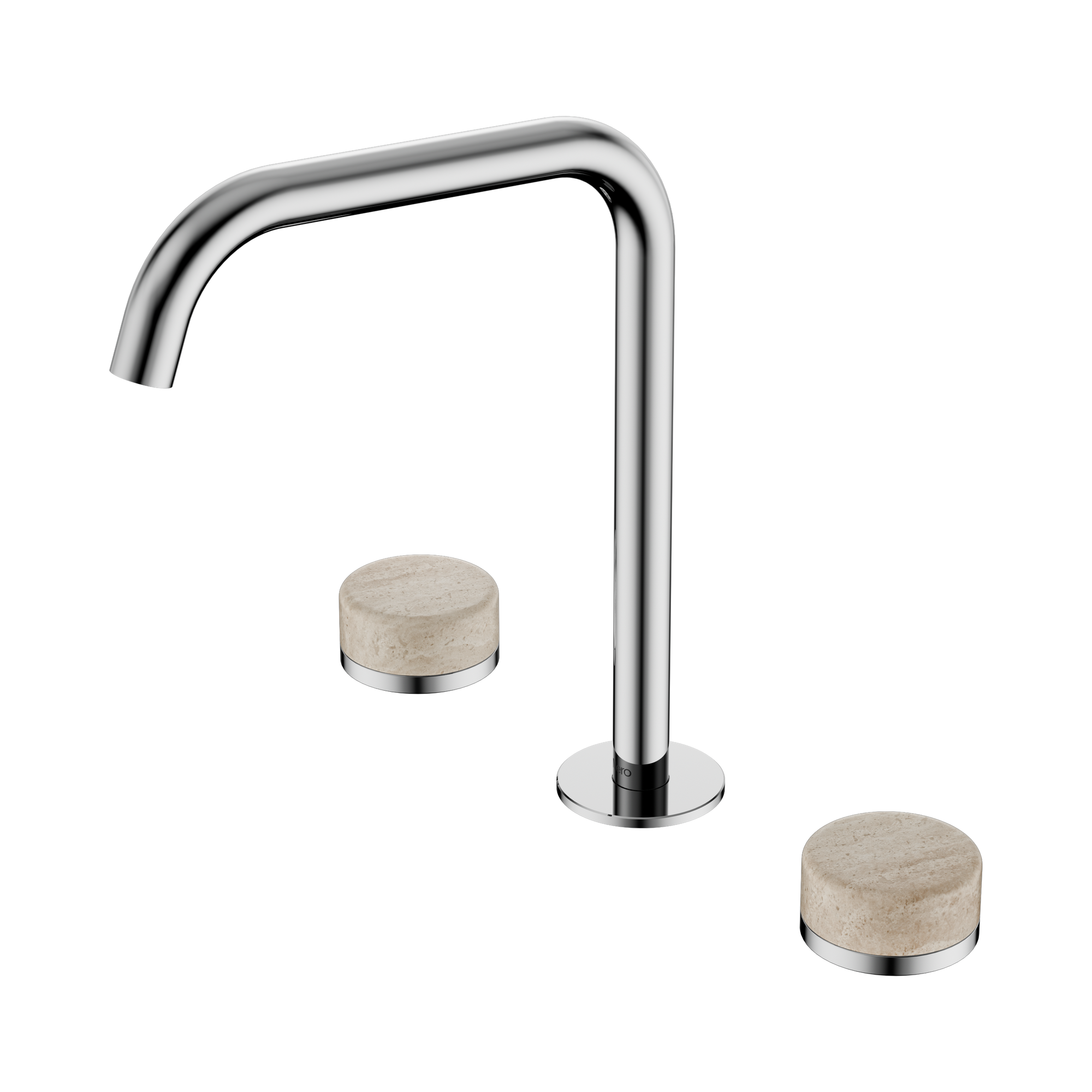 Nero Serenity Bath/Kitchen Set Edge Spout With Rome Travertine Handle, Chrome