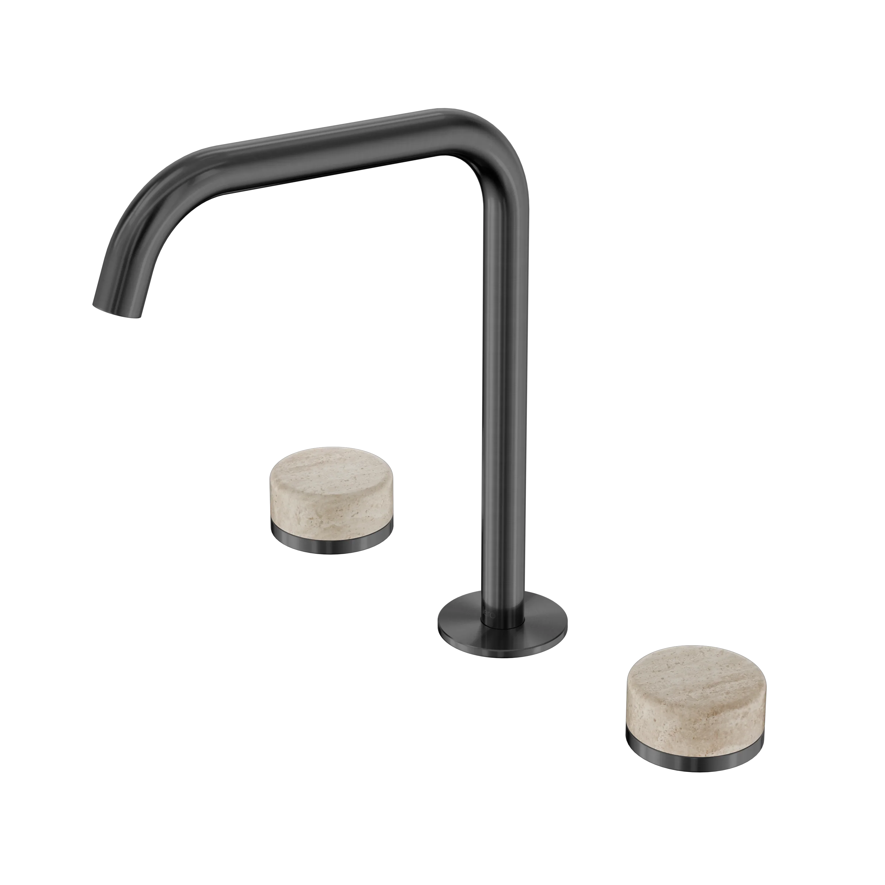 Nero Serenity Bath/Kitchen Set Edge Spout With Rome Travertine Handle