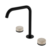 Nero Serenity Bath/Kitchen Set Edge Spout With Rome Travertine Handle, Matte Black